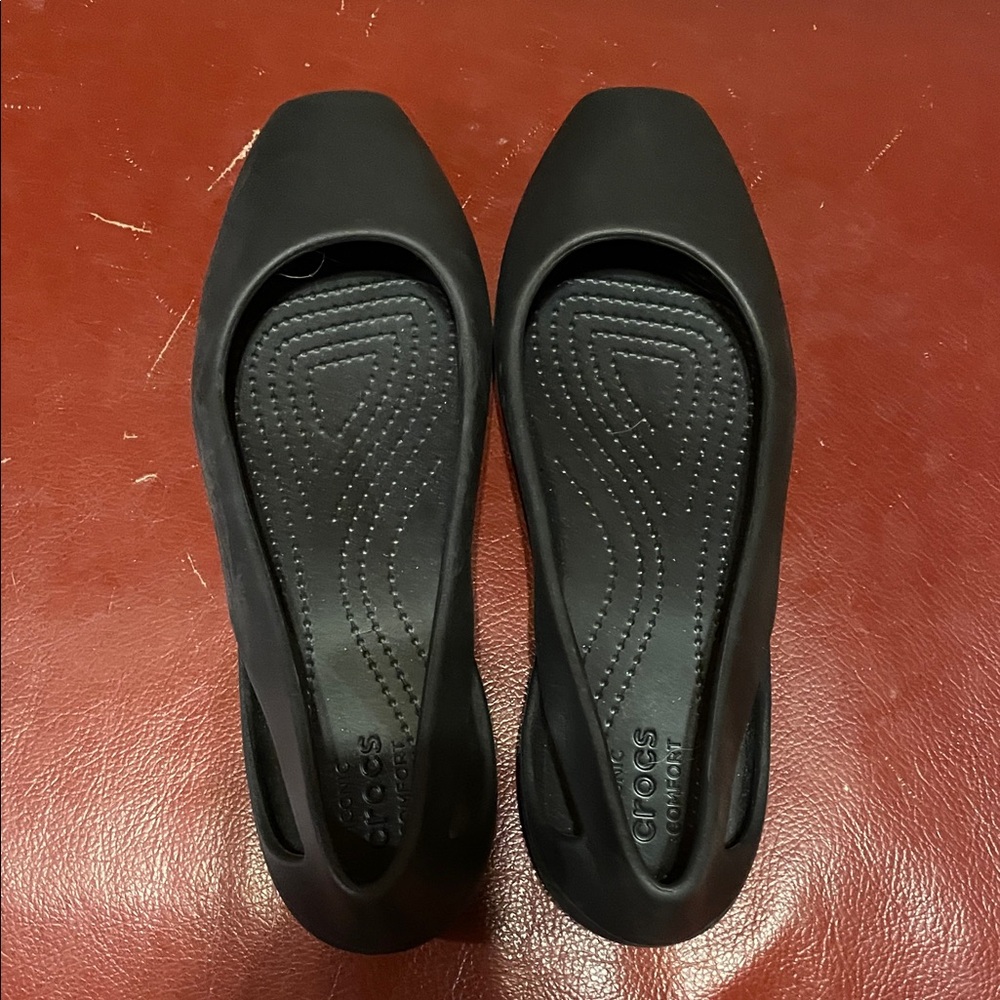 CROCS Women's Black Flats, Size, 9W (9.5)